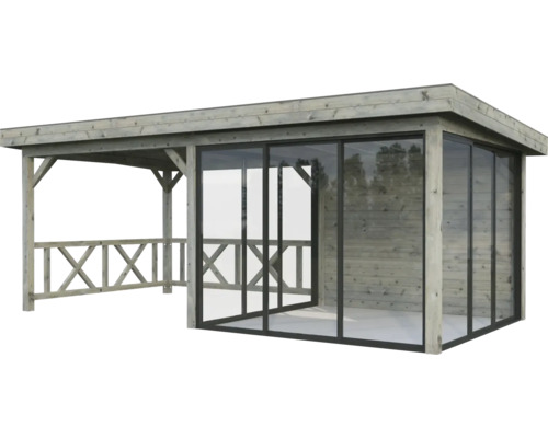 Pavillon Palmako Lenna Slide Plus 16,6 m² Set 704 588 x 300 cm tauchimprägniert grau