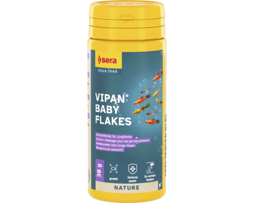 Aufzuchtfutter sera Vipan Baby Flakes 50 ml (30 g), Mikroflocken Sera Vipan Baby Flakes Aufzuchtfutter für Jungfische in einer 30 Gramm Packung
