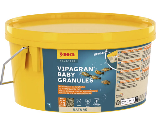 Granulatfutter sera Vipagran Baby Granules 2,2 L (1,1 kg), Hauptfutter, Aufzuchtfutter, Jungfischfutter