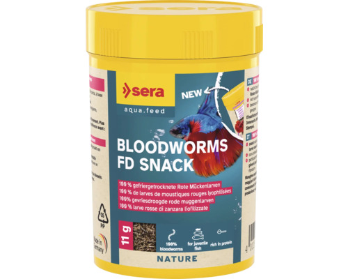 Fischfutter sera Bloodworms FD Snack 100 ml (11 g), Rote Mückenlarven Fischfutter sera Bloodworms FD Snack 100 ml (11 g), Rote Mückenlarven