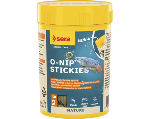 Futtertabletten sera O-Nip Stickies 100 ml (62 g), Welsfutter Sera O-Nip Stickies Futtertabletten für Zierfische