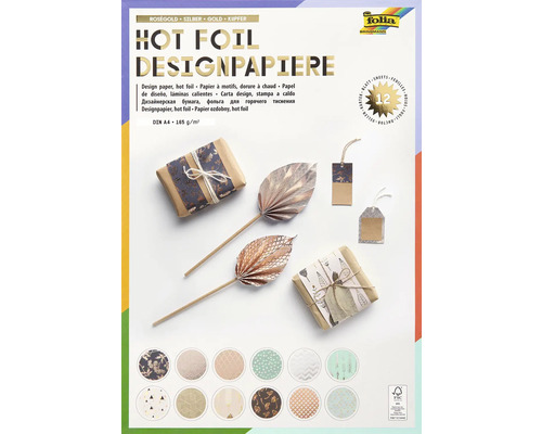 Hot Foil Designpapier Set DIN A4 mit verschiedenen Motiven