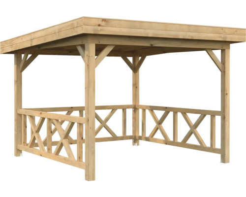 Holzpavillon mit Dach und Geländer