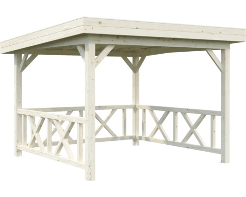 Holzpavillon mit Holzbalkenkonstruktion