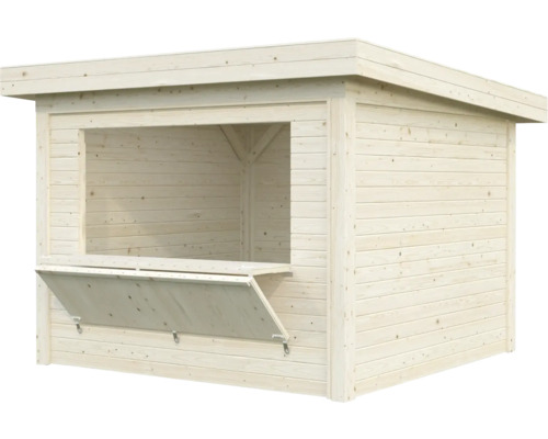 Verkaufsstand aus Holz mit Ausgabeklappe