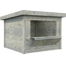 Holzkiosk mit herunterklappbarem Tresen