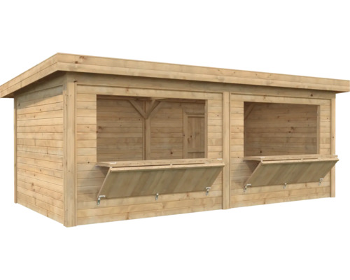 Holzgartenhaus mit zwei Ausgabefenstern