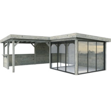 Holzpavillon mit Fensterfront für den Garten