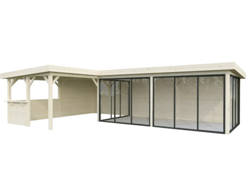 Holz Pavillon mit Bar und Glasschiebetüren