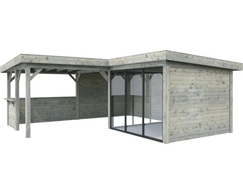 Holzgartenhaus mit Glasfront