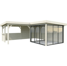 Holzpavillon mit Glaswand für den Garten