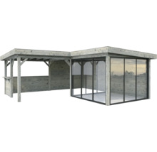 Holz Gartenhaus mit Glasschiebetüren