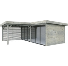 Holz Carport mit Gerätehaus und Lamellenwand