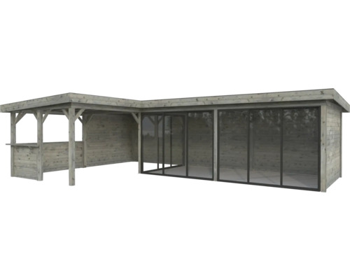 Holz Pavillon mit Glasschiebetüren für den Garten
