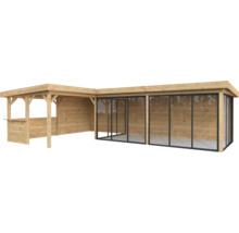 Holzgartenhaus mit Bar und Glasfront