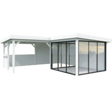 Gartenhaus mit Verglasung und überdachter Terrasse