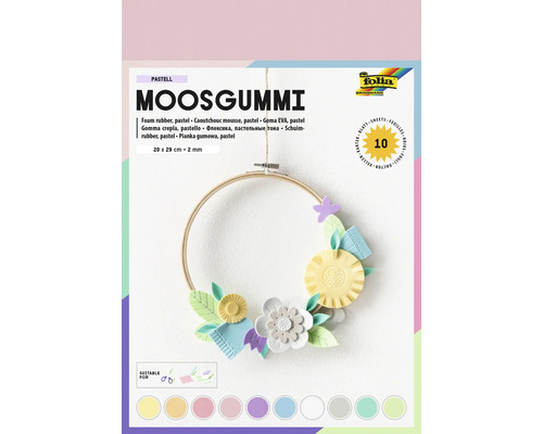 Moosgummi, pastellfarben, 20 x 29 cm, 2 mm dick, geeignet zum Basteln