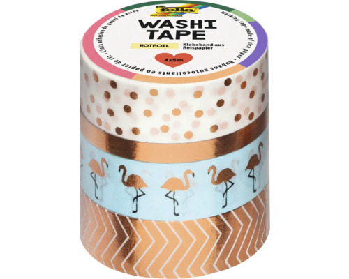 Kreativ Washi-Tape mit Heißfolienveredelung rose 4er Set