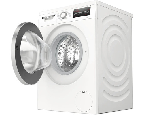 Weiße Waschmaschine mit geöffneter Tür