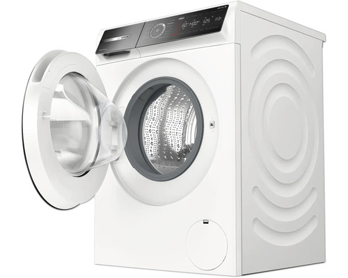 Weiße Waschmaschine mit geöffneter Tür