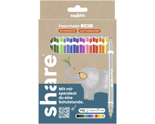 Carioca Fasermaler 2 in 1 Stiftepackung mit zwölf Fasermalern