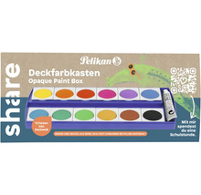 Pelikan Deckfarbkasten mit zwölf Farben inklusive Deckweiß Tube