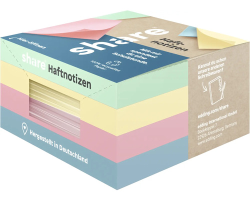 Quadratischer Block mit Haftnotizen aus recyceltem Papier