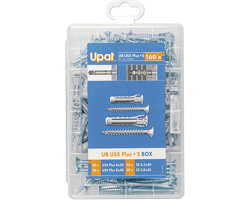 Upat Universaldübel mit Schrauben, 160 Stück, im Sortimentskasten
