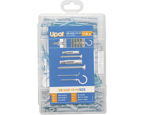 Upat Dübel und Schrauben Set in einer transparenten Box, 118 Stück