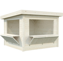 Holzkiosk mit Verkaufsklappen