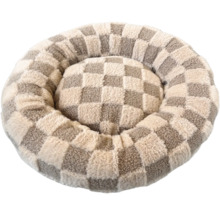 Rundes Hundebett mit Schachbrettmuster