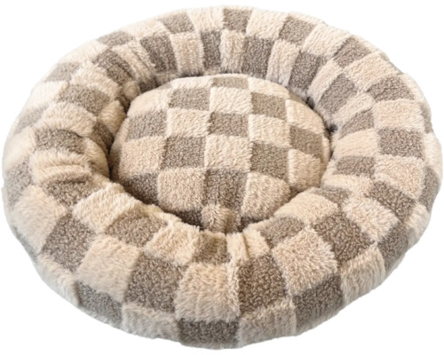 Rundes Hundebett mit Schachbrettmuster