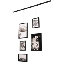 Flexible Fotowand Set schwarz 95 cm 5 Fotos 3x 13x18 cm 2x 20x30 cm