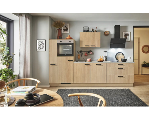PICCANTE Plus Küchenzeile ohne Geräte Casual 290 cm eiche aviva matt vormontiert Variante links 4067368018920