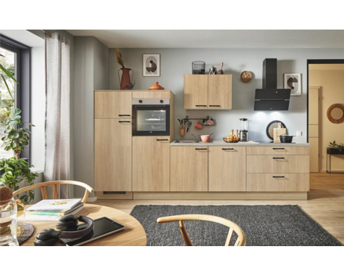 PICCANTE Plus Küchenzeile ohne Geräte Casual 340 cm eiche aviva matt vormontiert Variante rechts 4067368019187