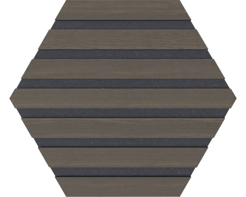 Sechseckige WPC-Terrassendiele mit Holzstruktur