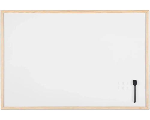 Whiteboard mit Holzrahmen, Stift und Magneten