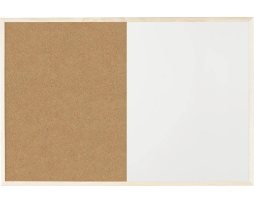 Kombination aus Kork- und Whiteboard mit Holzrahmen