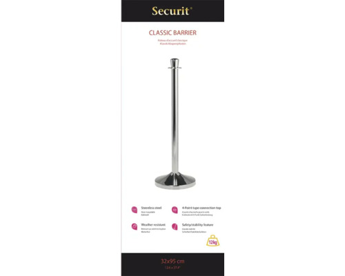 Securit Classic Barrier aus Edelstahl, 32x95 Zentimeter