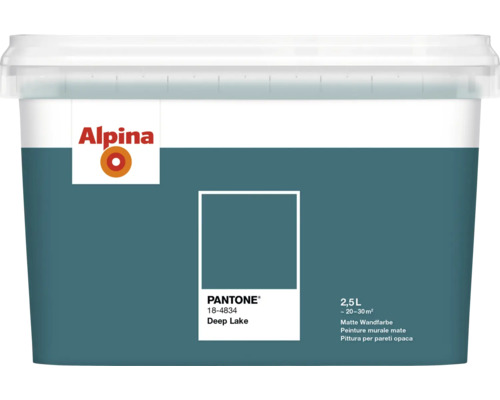 Alpina Wandfarbe, matte Ausführung, Farbton Deep Lake, 2,5 Liter Eimer