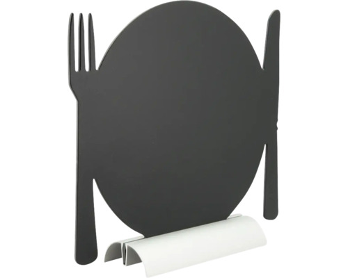 Tischaufsteller in Form von Teller, Messer und Gabel
