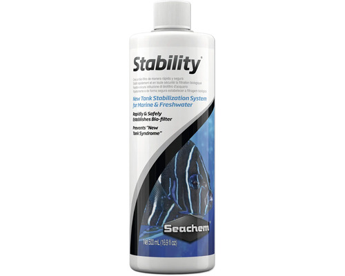 Bakterienstarter Seachem Stability 500 ml etabliert schnell und sicher biologische Filter-Bakterien, für Süßwasser und Salzwasser