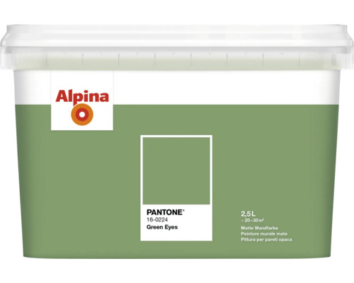 Alpina Wandfarbe Pantone 16-0224 green eyes 2,5l Alpina matte Wandfarbe, Grün, 2,5 Liter Eimer