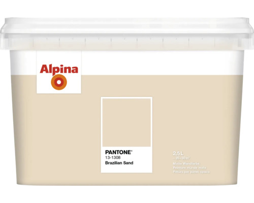 Eimer mit Alpina Wandfarbe, Farbton Brazilian Sand, Inhalt 2,5 Liter