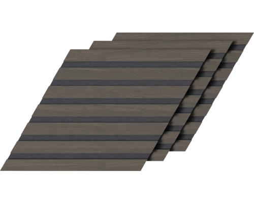 Fjordwall Akustikpaneel Raute-Paneel Eiche geräuchert 307 x 266 x 9 mm Pack = 3 Stück