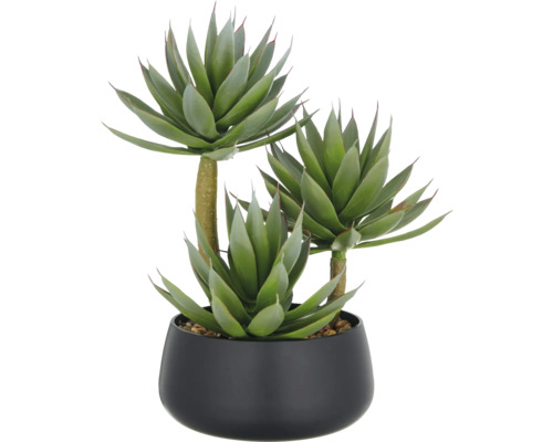 Künstliche Agave in schwarzem Topf als Zimmerdekoration