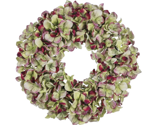 Kunstpflanze Hortensienkranz Ø 38 cm grün Dekorativer Blumenkranz für den Innenbereich