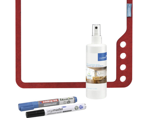 Whiteboard mit Reinigungsspray und Whiteboard Markern