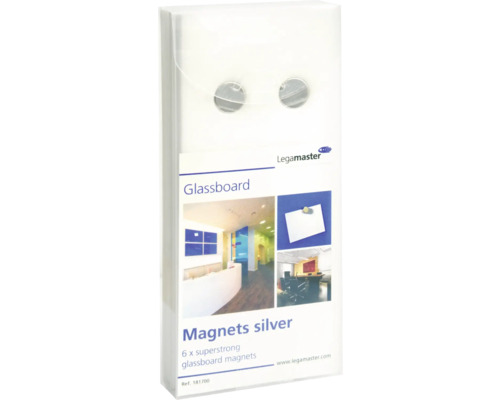 Legamaster Glasboard Magnete, 6er Packung, zur Befestigung von Notizen und Dokumenten an Glasoberflächen
