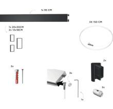 Flexible Fotowand Set schwarz 95 cm 3 Fotos 2x 13x18 cm 1x 20x30 cm